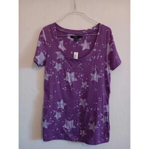City Streets T-shirt, Women's Size L, Purple White Stars, NWT